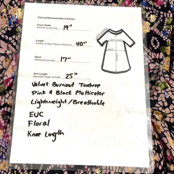 Petit Pois Viviana G Velvet Burnout Dress Womens Size XL Black Pink Lightweight - Picture 8 of 14